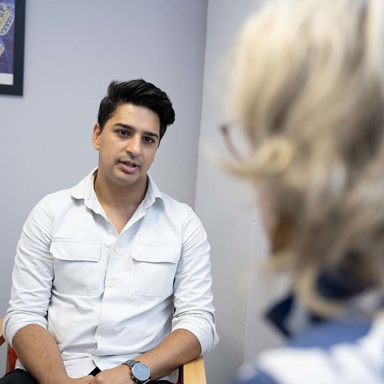 Student recieving wellbeing support