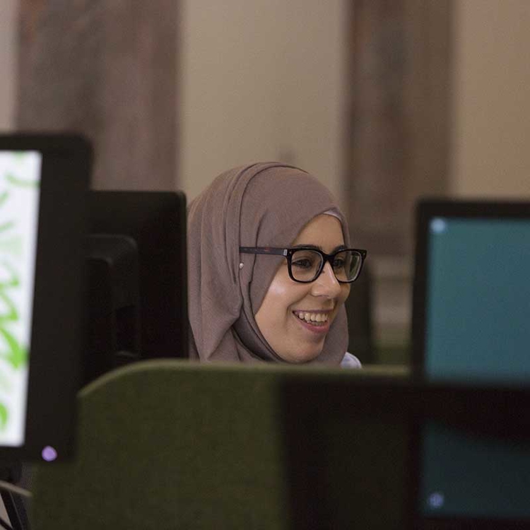 whitelands student using computer
