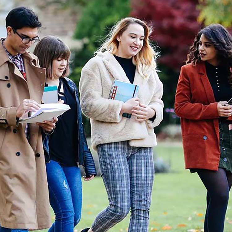 Students walking on campus